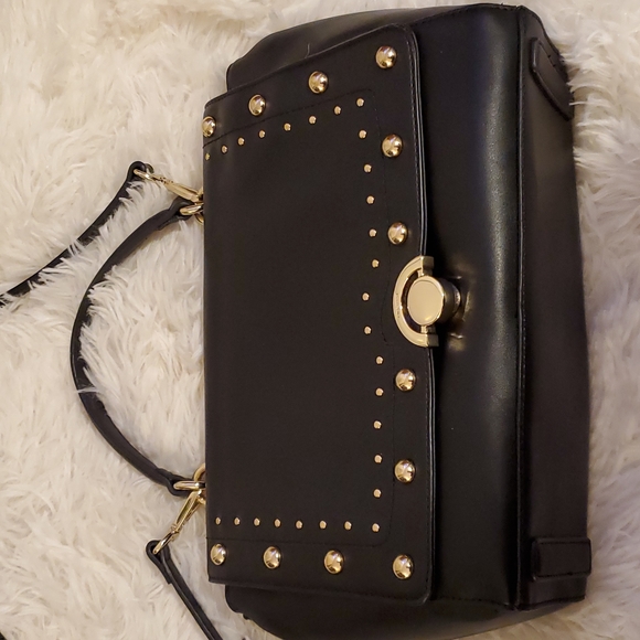 NWOT Nine West Black Bag with Gold Accents - Picture 3 of 13